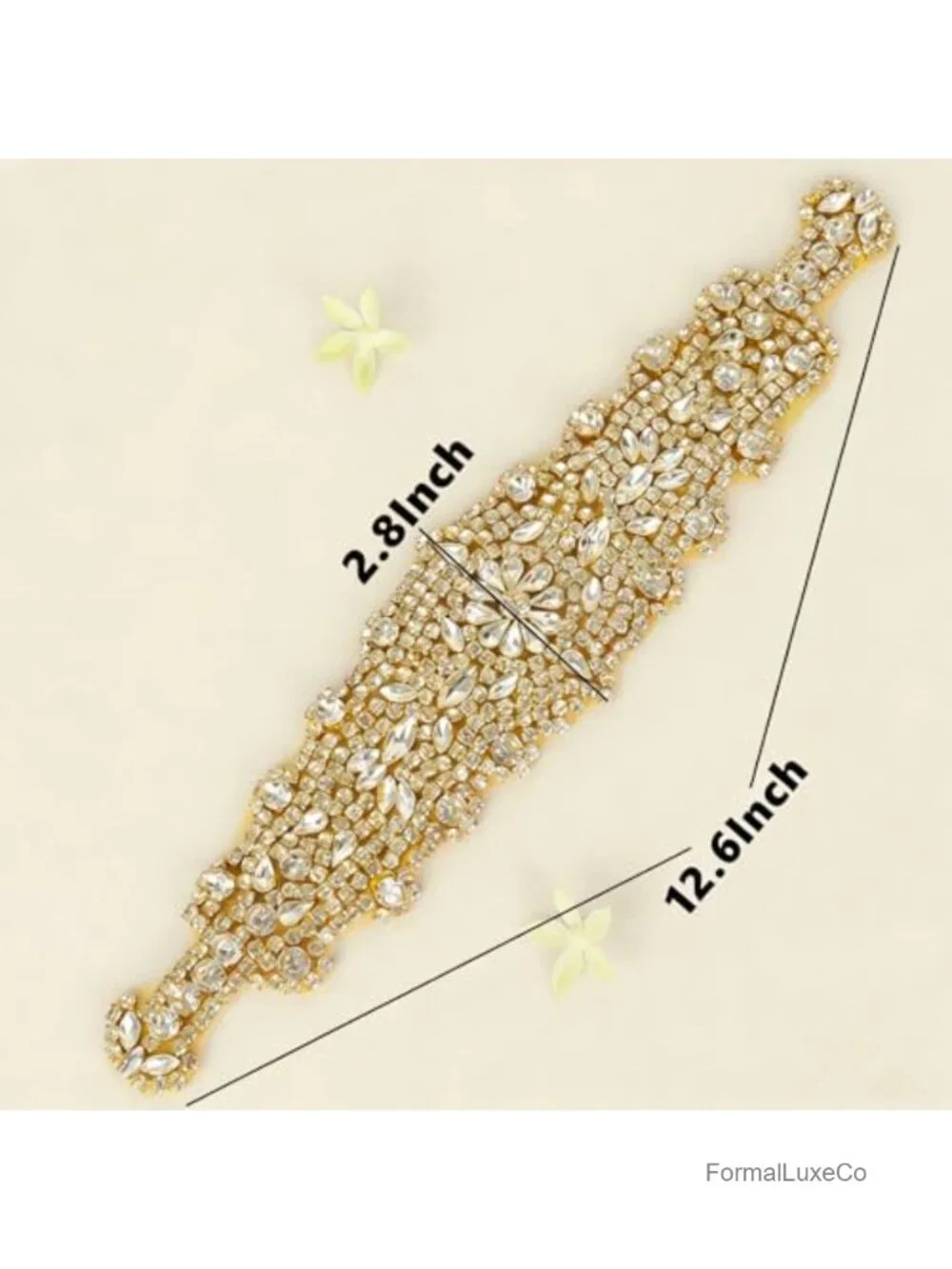 Crystal Beaded Rhinestone Wedding Dress Belt Sash Iron-On